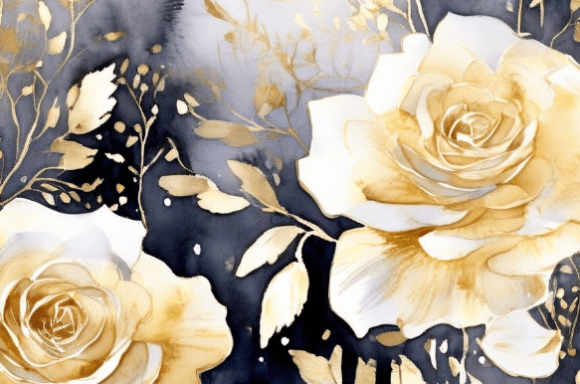 Download Elegant Gold &amp; Ivory Floral Watercolor - Elegant Collection