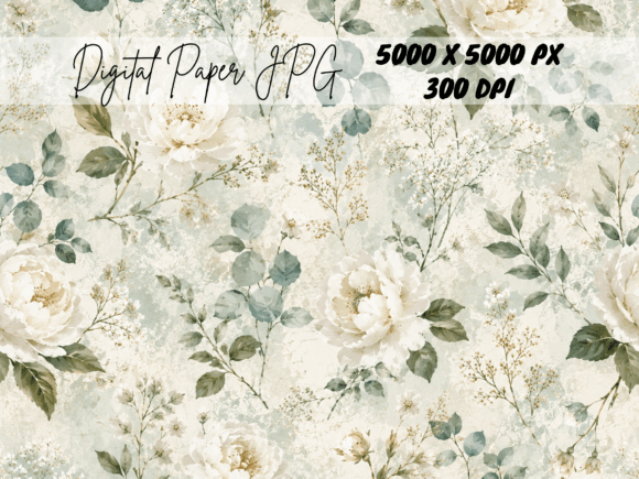 Download Sage Green Vintage Floral Rose Pattern - Rose Collection
