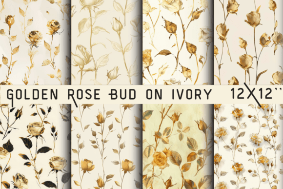Download Golden Rose Bud on Ivory Paper - Rose Collection