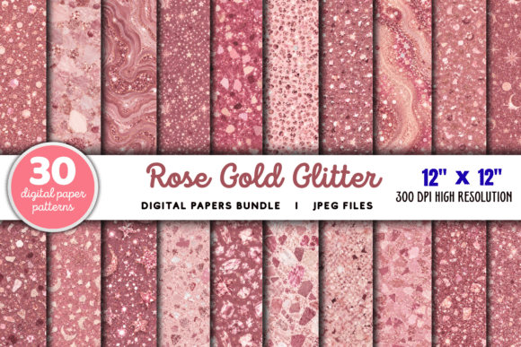 Download Rose Gold Glitter Digital Paper Bundle - Rose Collection