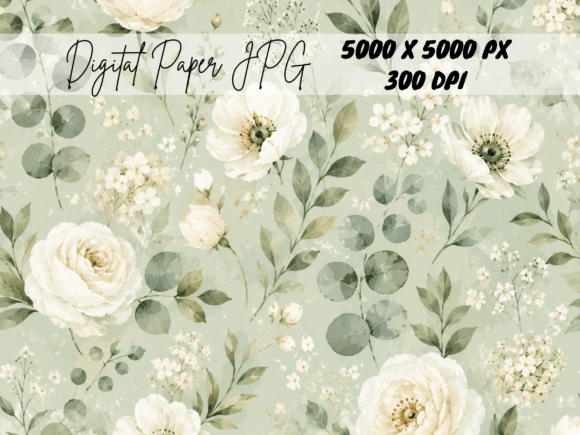 Download Sage Green Vintage Floral Rose Pattern - Rose Collection