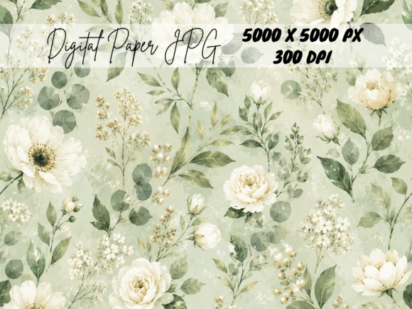 Download Sage Green Vintage Floral Rose Pattern - Rose Collection