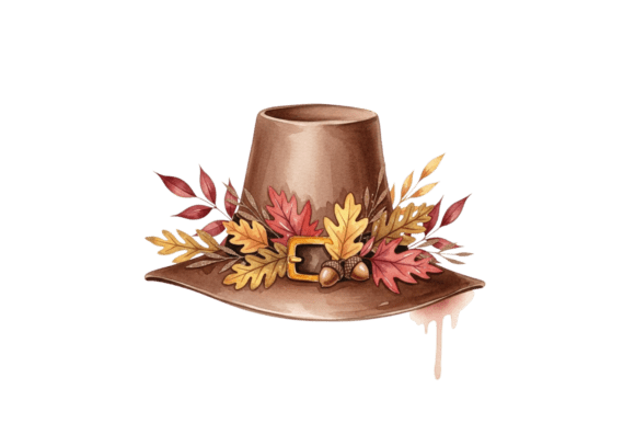 Download Brown Pilgrim Hat with Fall Foliage - Brown Collection