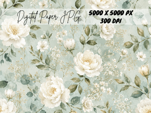 Download Sage Green Vintage Floral Rose Pattern - Rose Collection